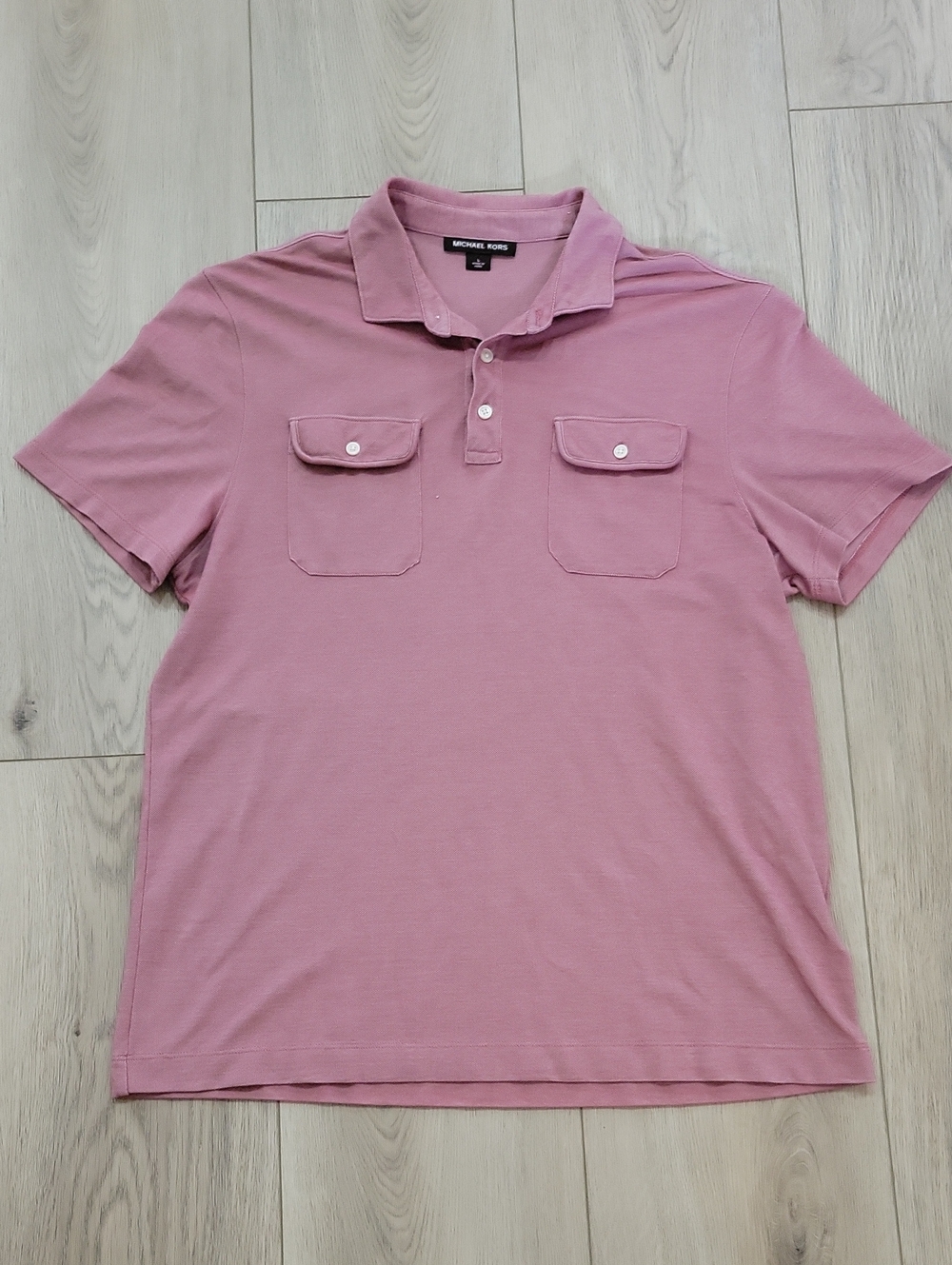 Michael Kors Men’s Pink Polo Shirt with Chest Pockets